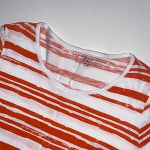 Crown Ivy Orange White Stripe 3/4‎ Sleeve Scoop Neck Tunic Top Women's XXL